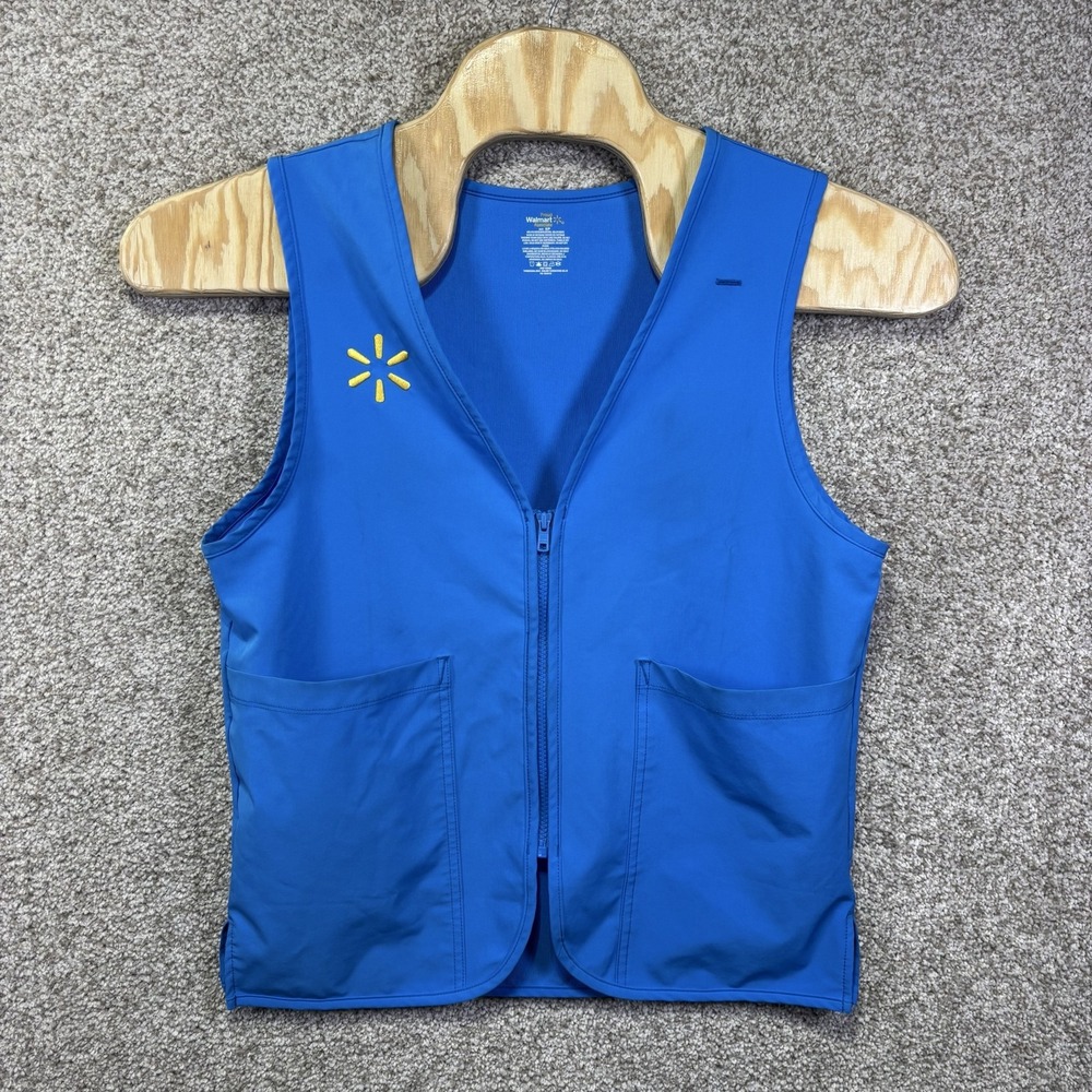 Walmart Vest Mens Small Blue Proud Associate Zip Front Pockets Employee Uniform